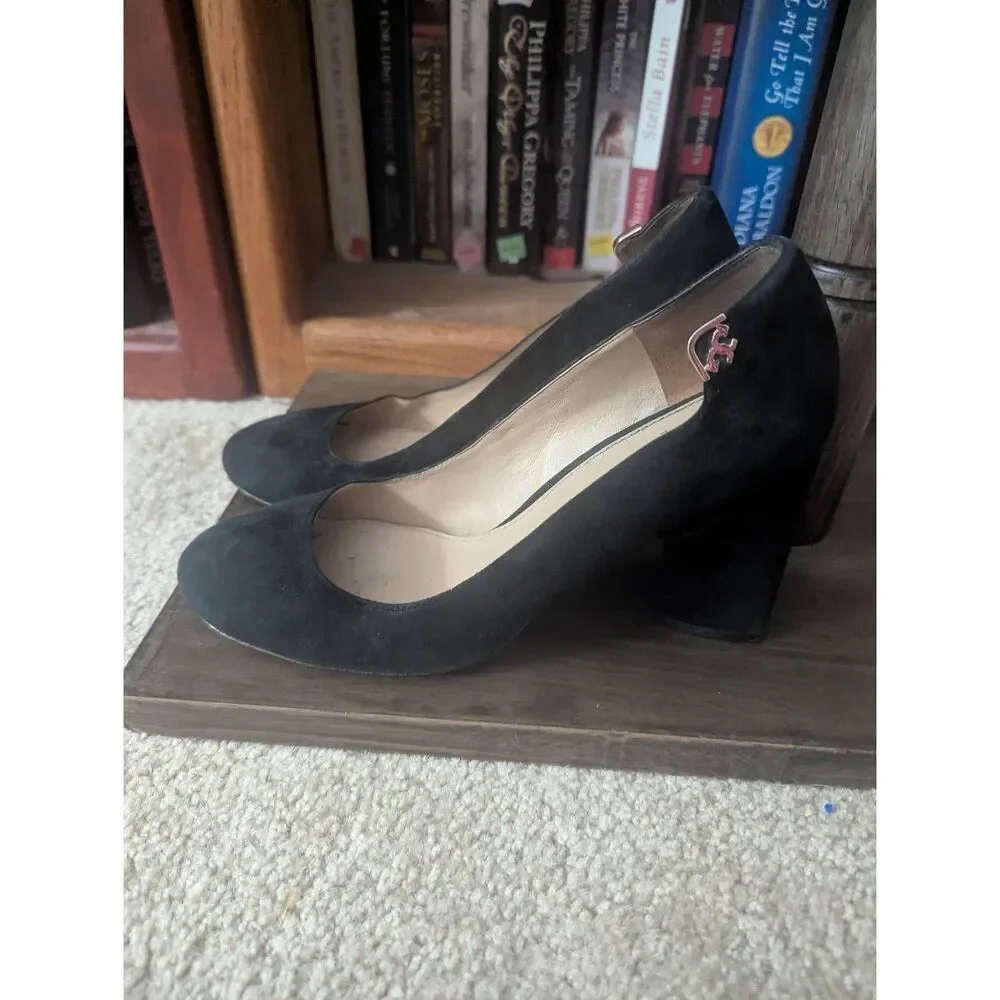 Tory Burch Women's Size 8.5 Black Suede Leather Heeled Pump Heels